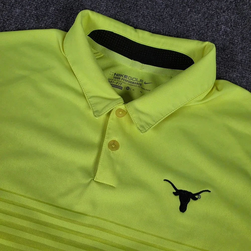 Texas Longhorns Nike Polo Shirt Mens XL Neon Yellow Dri-FIT Golf Tour 639945-702